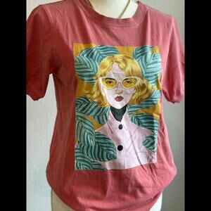 Bijou Karman Womens XS Graphic T-Shirt Coral